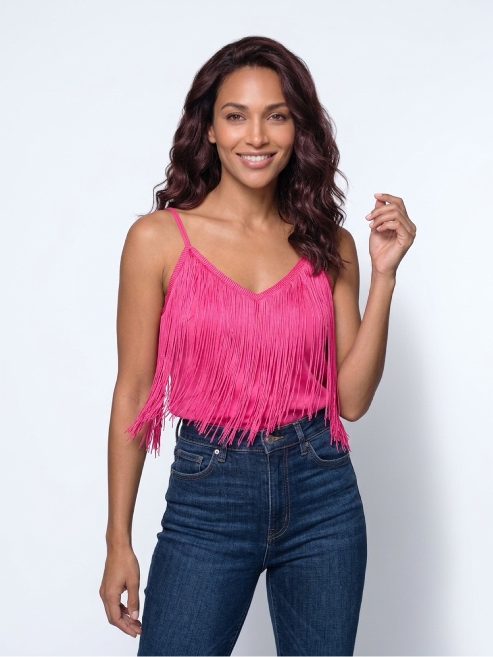 Source Unknown Hot Pink Fringe Cami